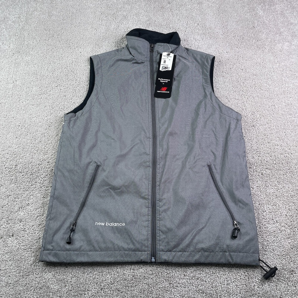 NWT New Balance Vest Womens Medium Grey Fleece Lined Windbreaker Full Zip NEW